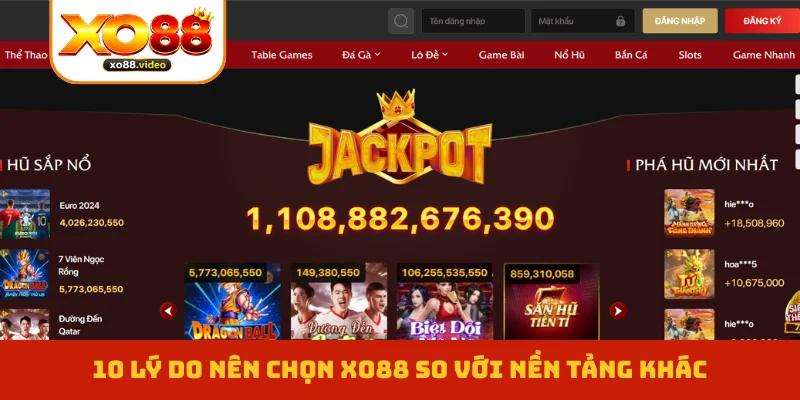 10 lý do nên chọn XO88 so với nền tảng khác