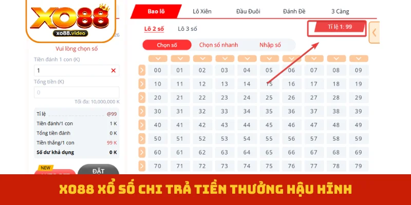 XO88 xổ số chi trả tiền thưởng hậu hĩnh